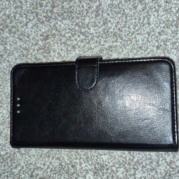 Black Leather Phone Wallet Case - Picture 3 of 10